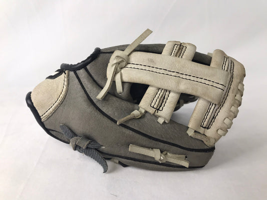 Baseball Glove Child Size 9 inch Mizuno Power Close Grey Leather Fits On Left Hand