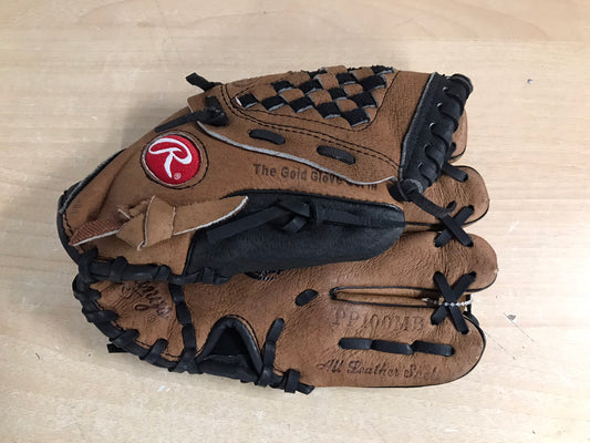 Baseball Glove Child Size 9 inch Rawlings Brown Black Leather Fits on Left Hand Excellent