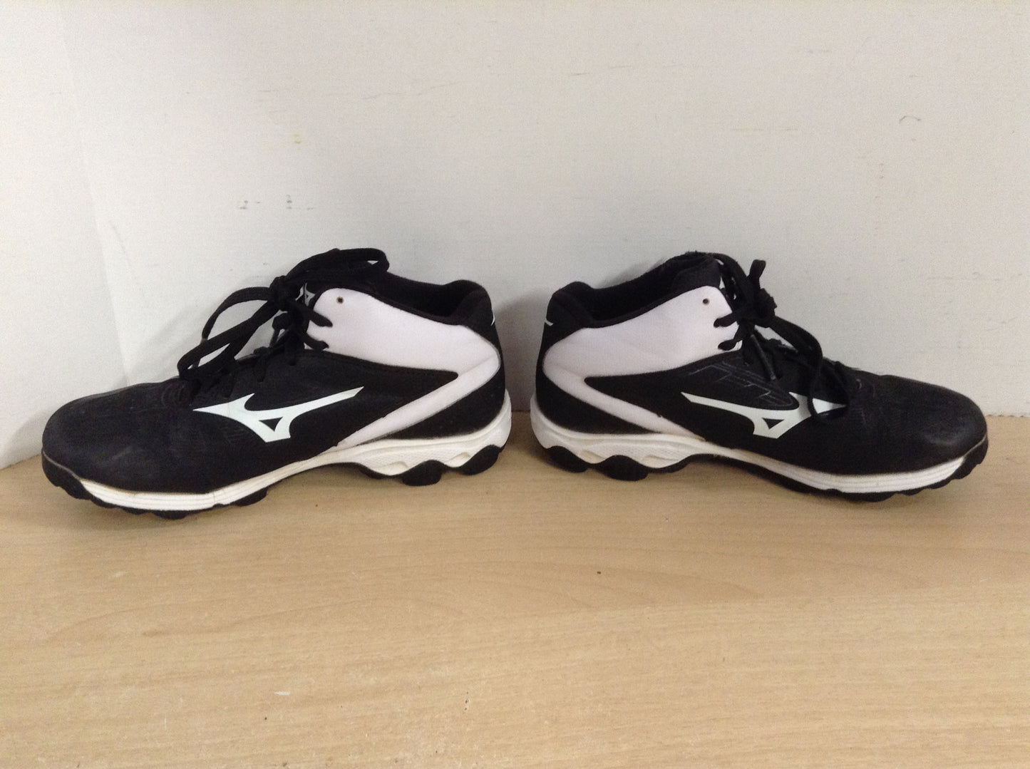 Baseball Shoes Cleats Child Size 3 Mizuno Black White Excellent