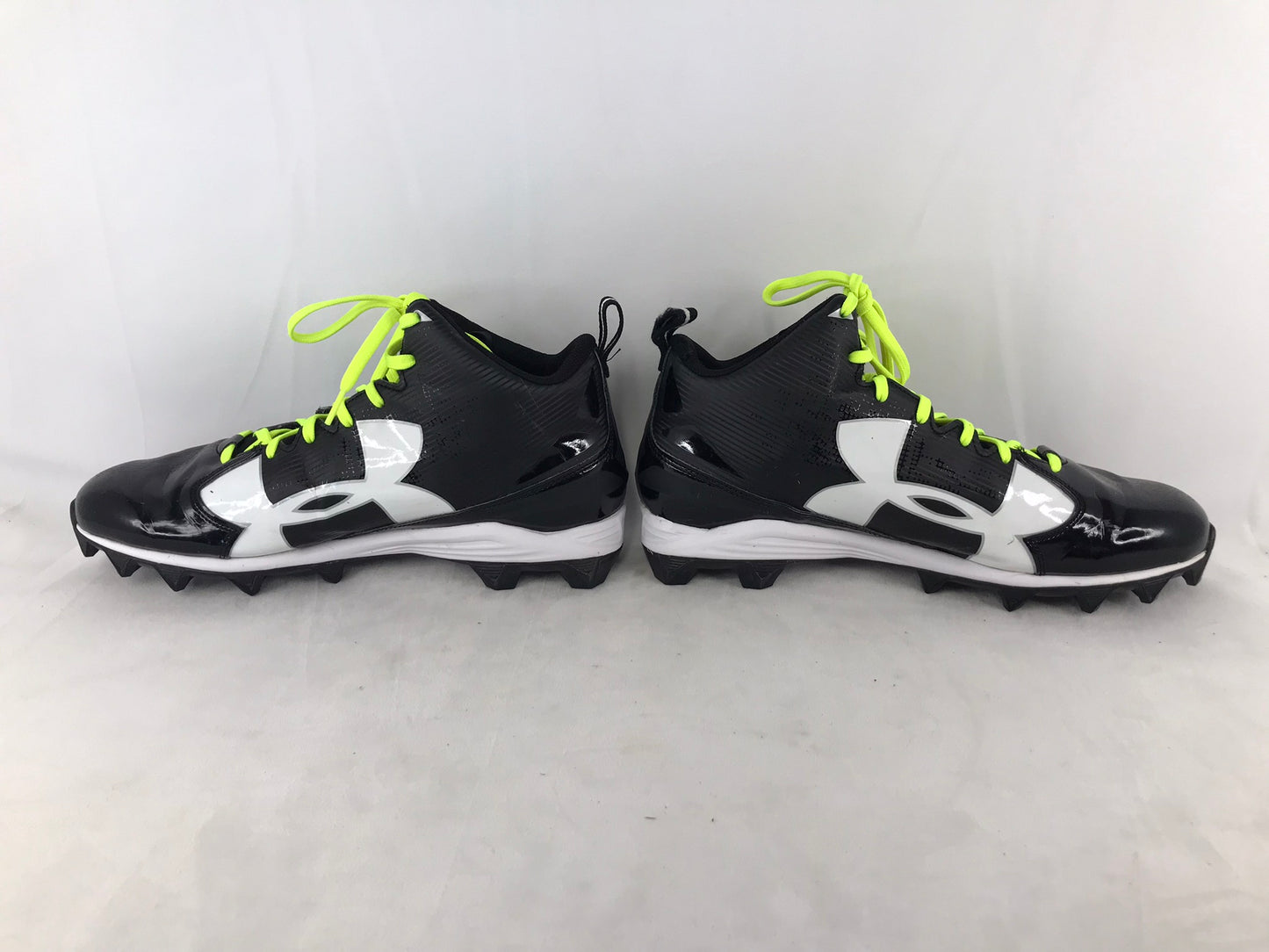 Baseball Shoes Cleats Men's Size 13 Under Armour Black White Lime High Top As New
