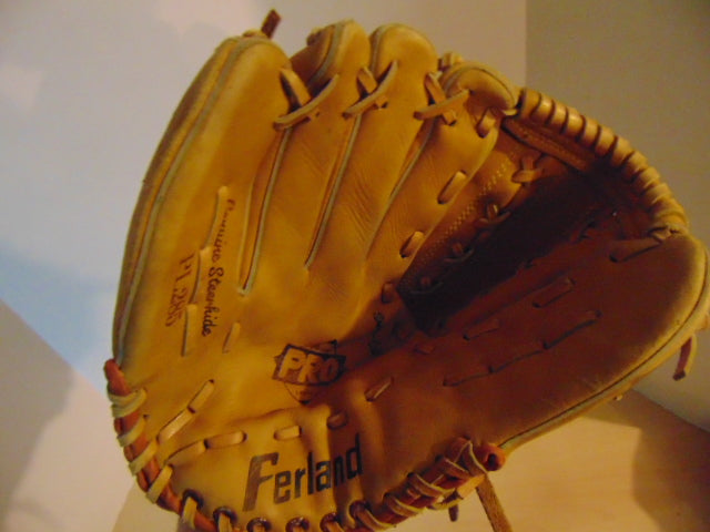 Baseball Glove Adult Size 12.5 inch Ferland Leather Tan Fits on RIGHT hand
