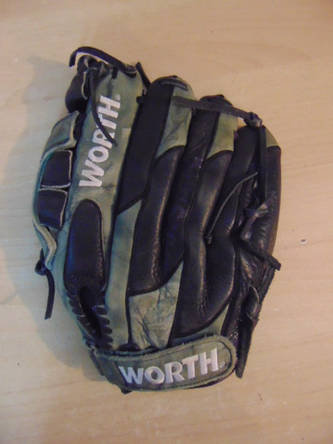 Baseball Glove Adult Size 12 inch Worth M125 Black Grey Leather Fits on RIGHT Hand Minor Wear