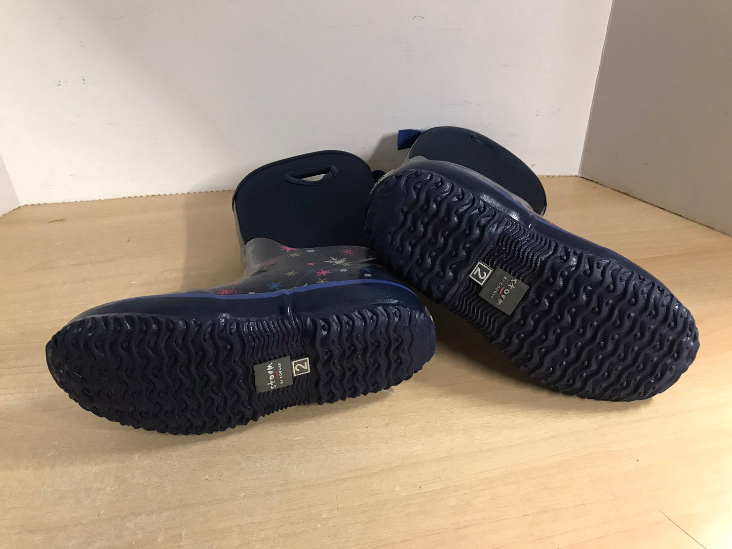 Bogs Style Child Size 2 Cougar Storm Denim Blue Neoprene Rubber Rain Winter Snow Waterproof Boots Excellent