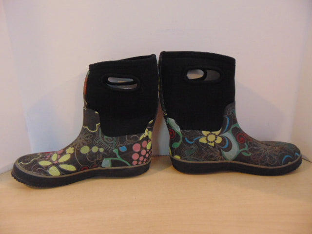 Bogs Style Ladies Size 9 Neoprene Rain Winter Black Blue Multi Minor Wear