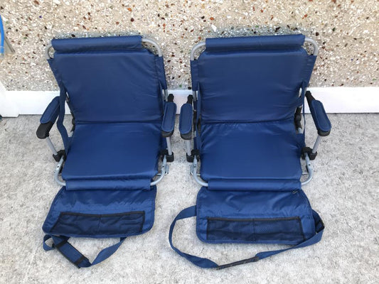Camping Adventures 2 Folding Pack In And Out Beach Camping Sports Chairs, Bench Clips On As New