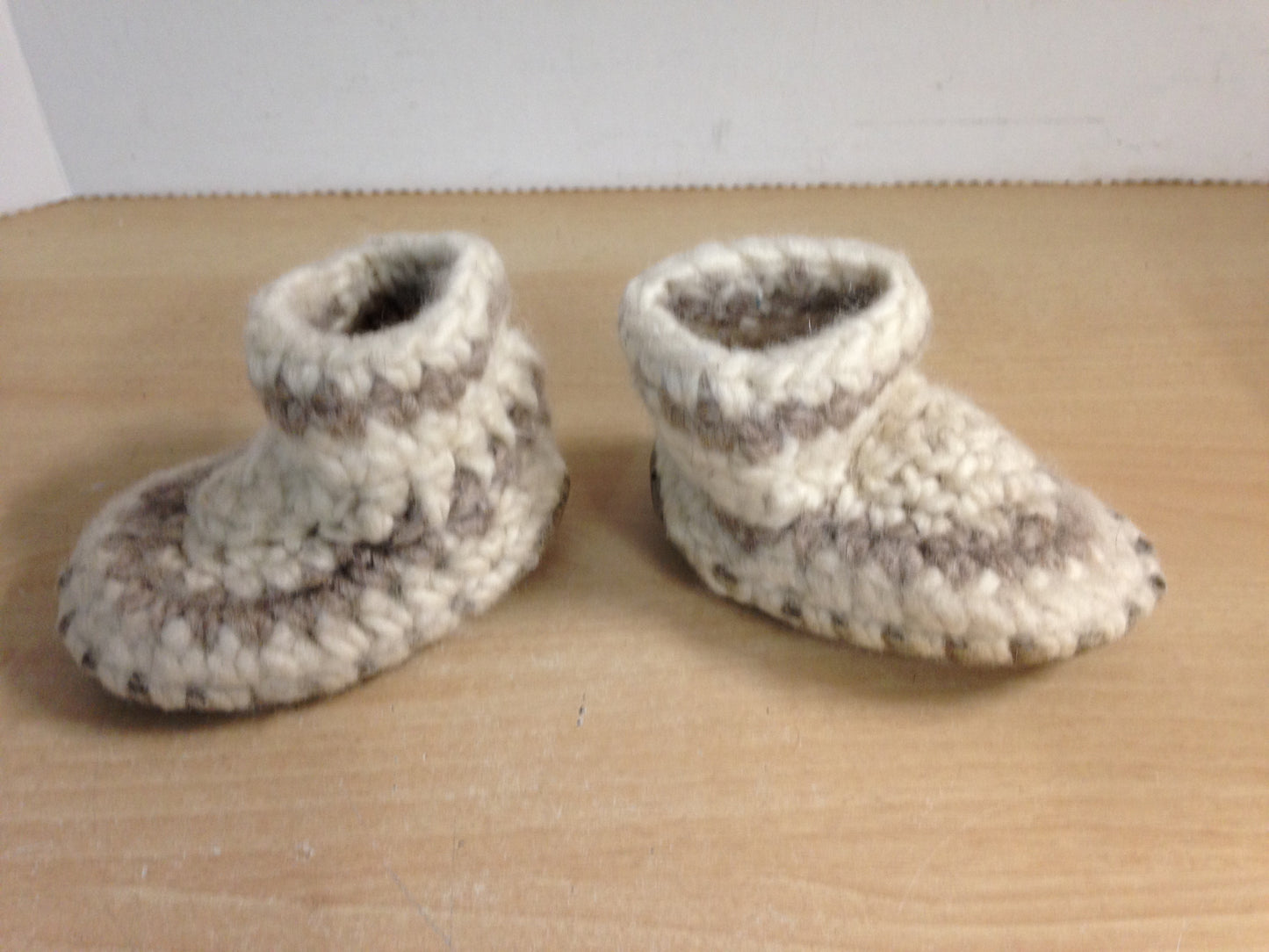 Children's Padraig Wool Handmade Slipper Moccasins Size B5 Age 1 Oatmeal and Grey