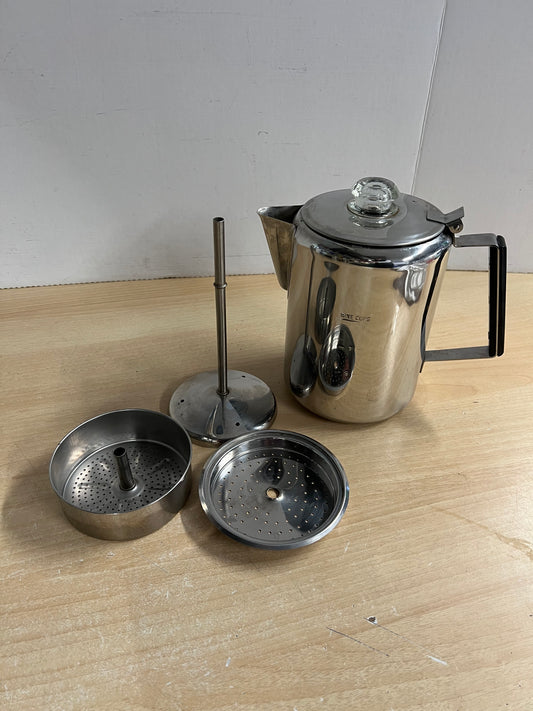 Camping Adventures 6 Cup Stainless Steel Perculator Coffee Pot Excellent