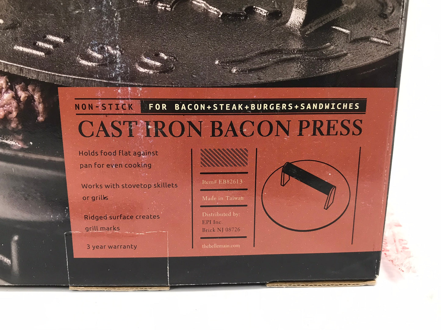 Cast Iron Bellemain Bacon Press New In Box Large Handle