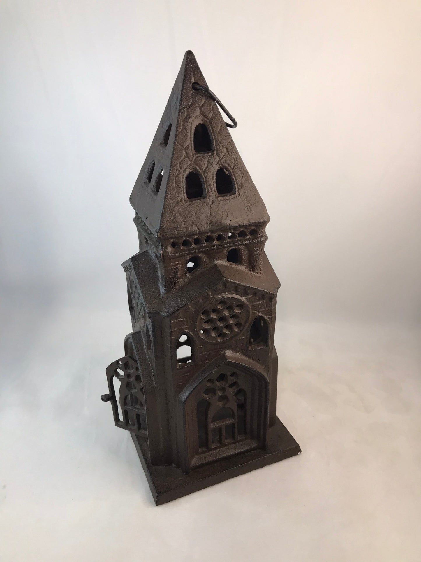 Cast Iron Vintage Large Outdoor Indoor Church Hanging Candle Holder Heavy RARE As New Tall 15 x 6 inch RARE