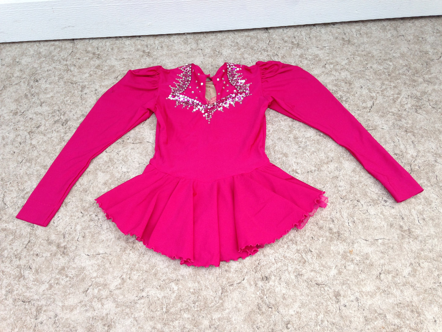 Figure Skating Dress Child Size 12 Fushia With Sequences Excellent