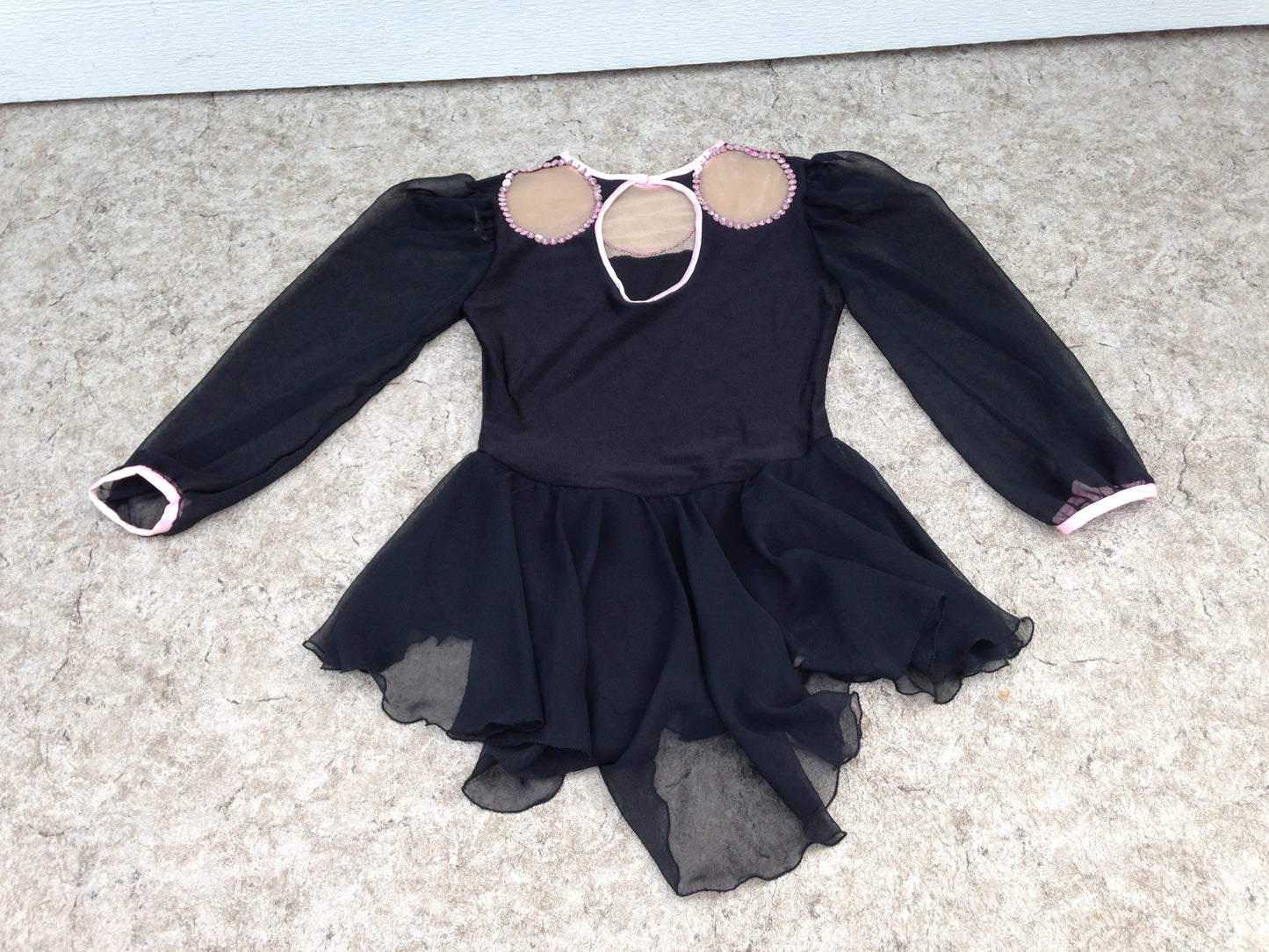 Figure Skating Dress Child Size 12 Black With Pink Sequences Excellent