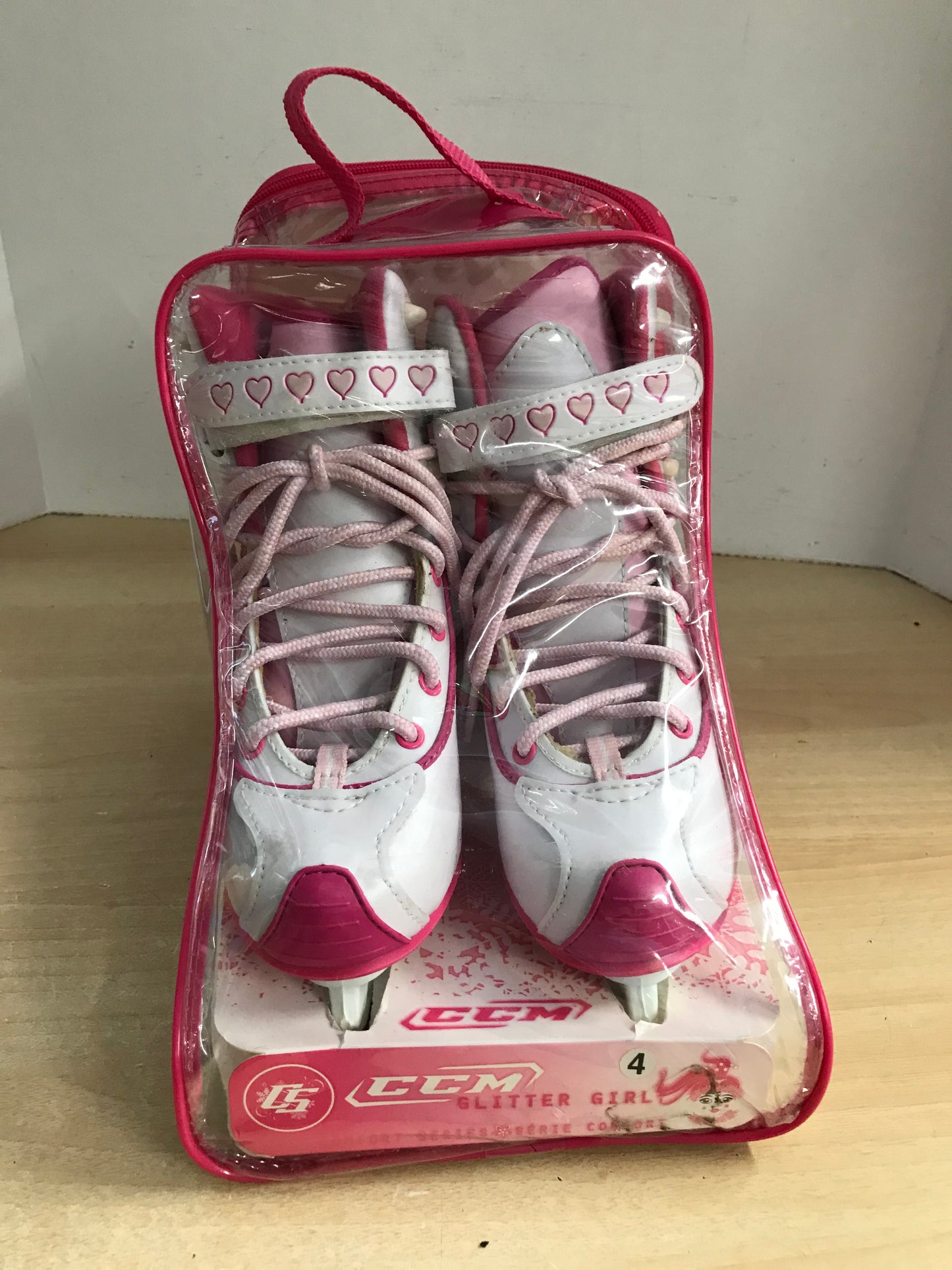 Figure Skates Child Size 4 CCM Glitter Girl Pink White Soft Skates NEW