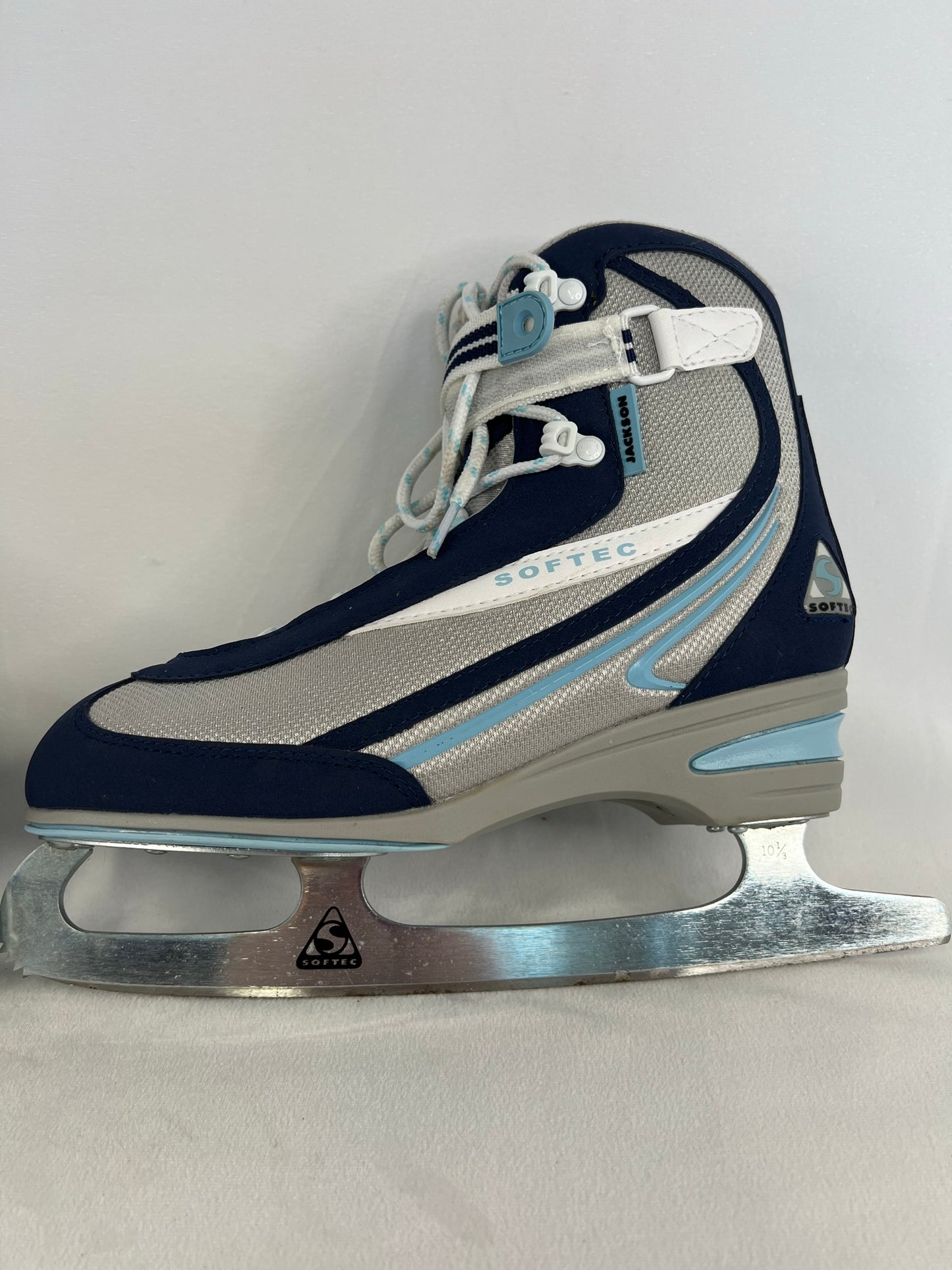 Figure Skates Ladies Size 9 Jackson Softec Soft Skates Grey Denim Blue As New