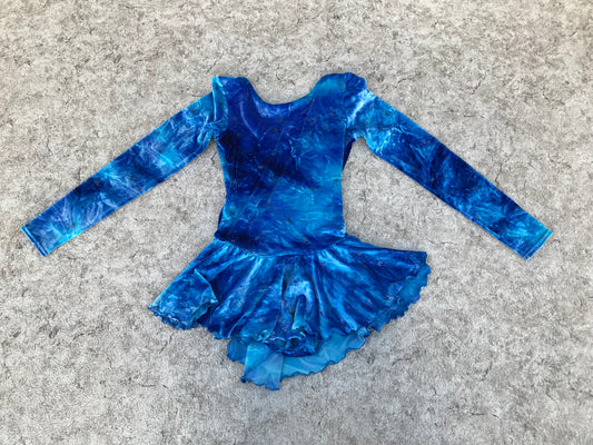 Figure Skating Dress Child Size 12 Mondor Blue Velour Glitter As New