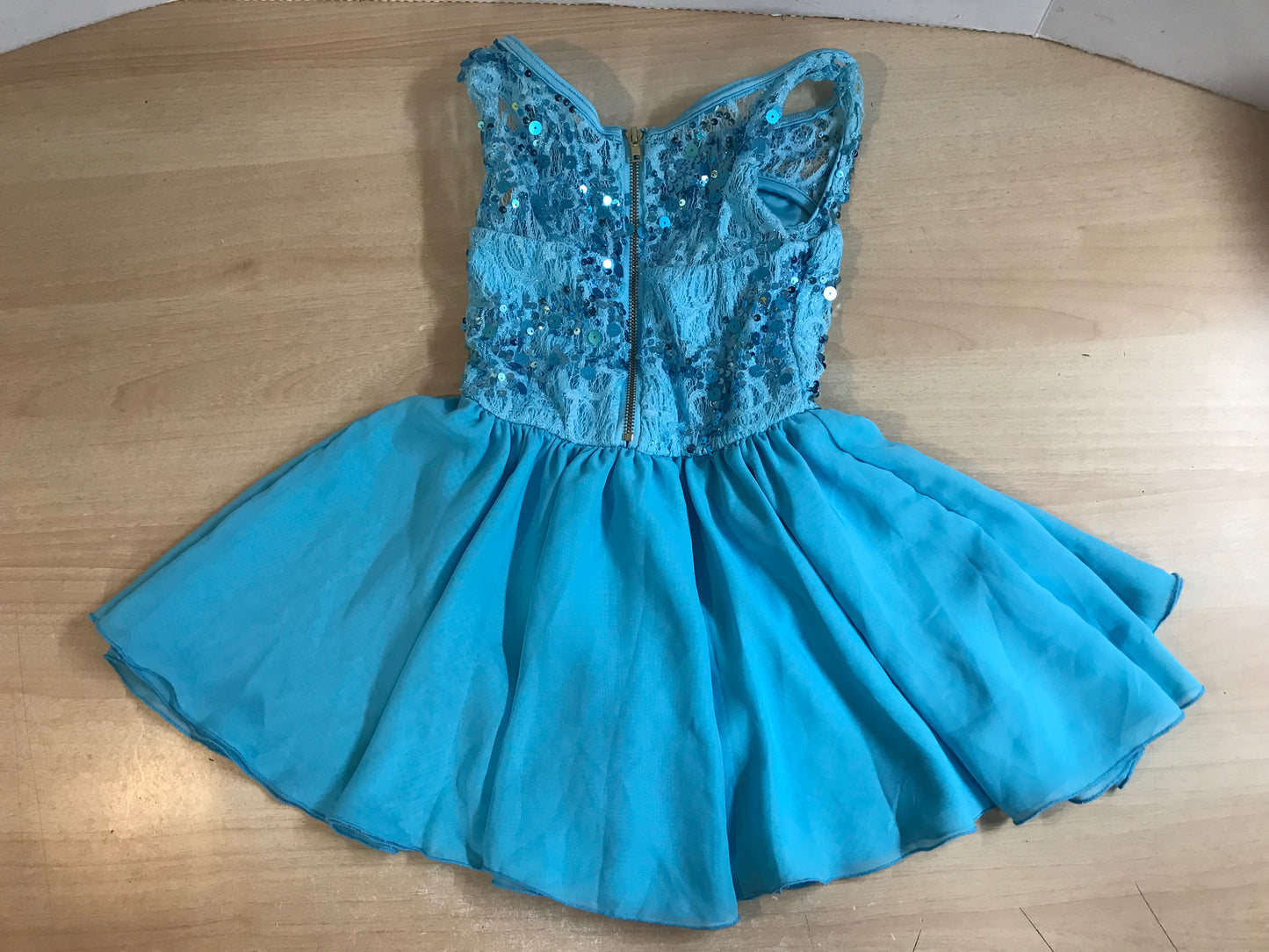 Figure Skating Dress Child Size 8-10 Blue Sequence MM 8014