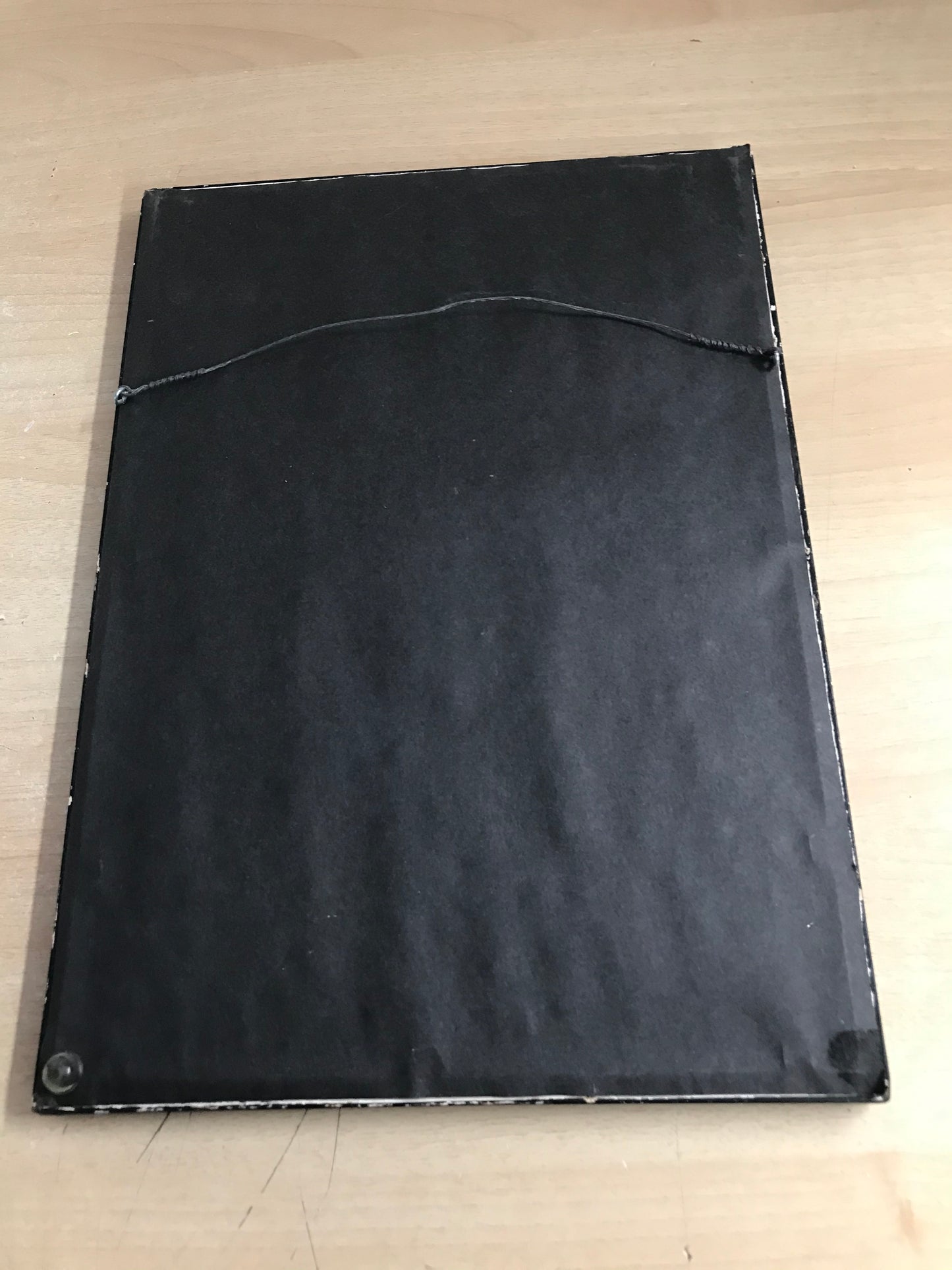 Grandma Attic Antique Picture Needlework and Frame from 1920's Water Mark On Cloth 10 x 13