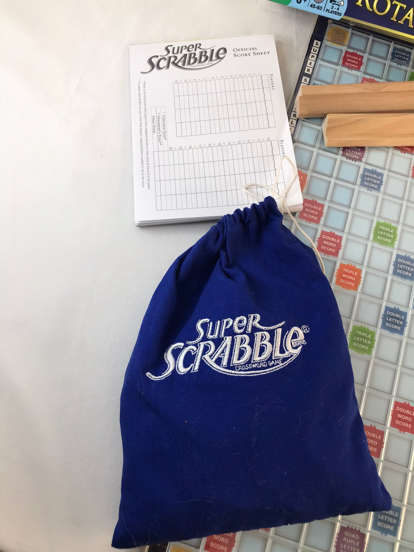 Game Super Scrabble Deluxe Edition 200 Pc Rotating Game Board With Raised Grid As New Complete