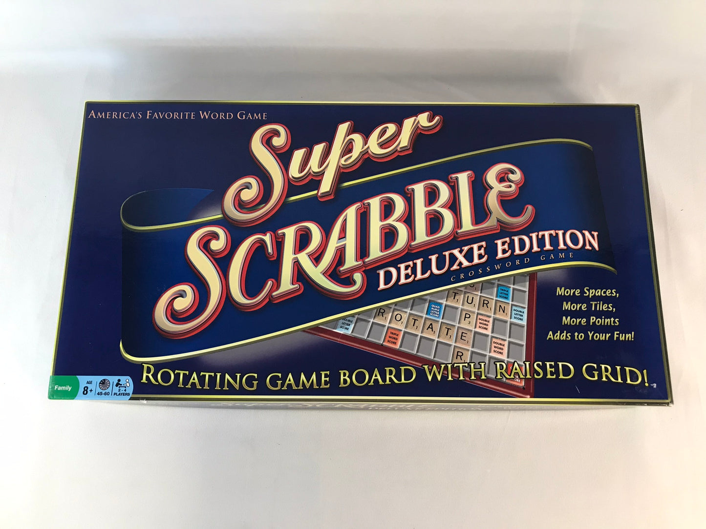 Game Super Scrabble Deluxe Edition 200 Pc Rotating Game Board With Raised Grid As New Complete