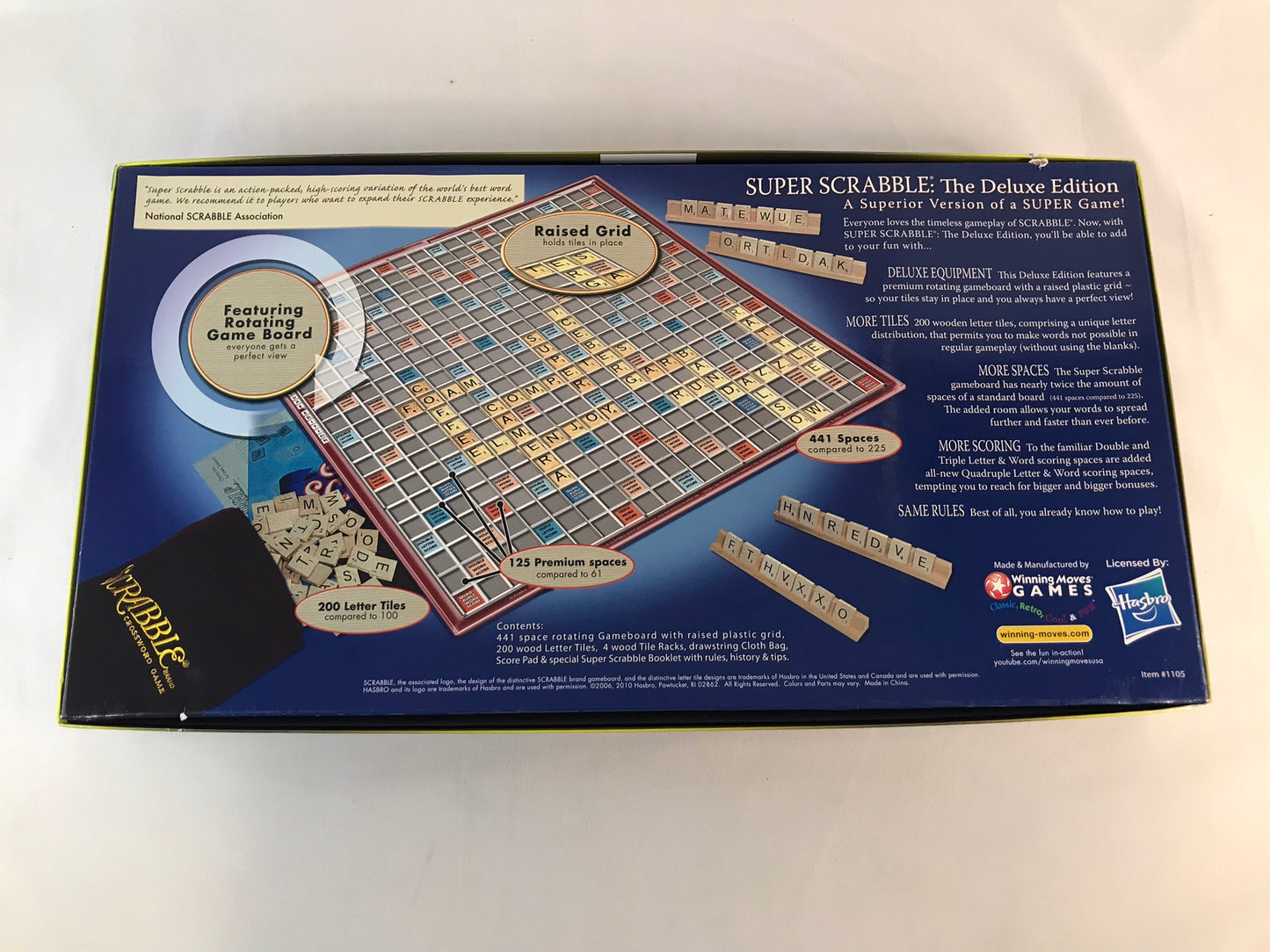 Game Super Scrabble Deluxe Edition 200 Pc Rotating Game Board With Raised Grid As New Complete