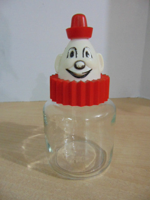 Grandma Attic Clown Glass Jar with Old Plastic Lid Vintage 8 inch Minor Wear