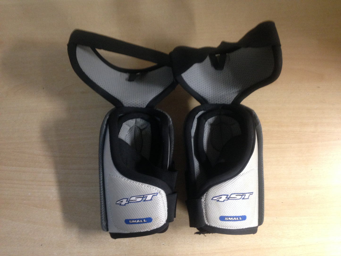 Hockey Elbow Pads Men's Size Small Easton 3 Straps Blue Grey Excellent