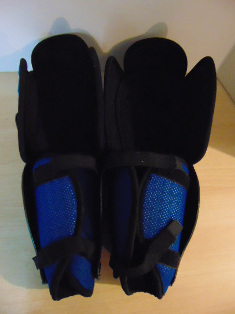 Hockey Shin Pads Men's Size 14 inch Hespeler Exel 5000 Calf Wrap As New Black Blue Gold As New