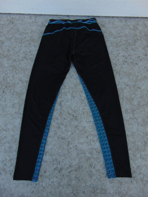 Hockey Base Layer Long Johns Bauer Child Size Junior Large 12 Black Aqua Excellent