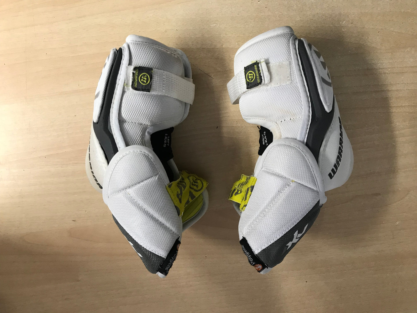 Hockey Elbow Pads Child Size Junior Large - X Large Warrior Dynesty White Yellow Grey