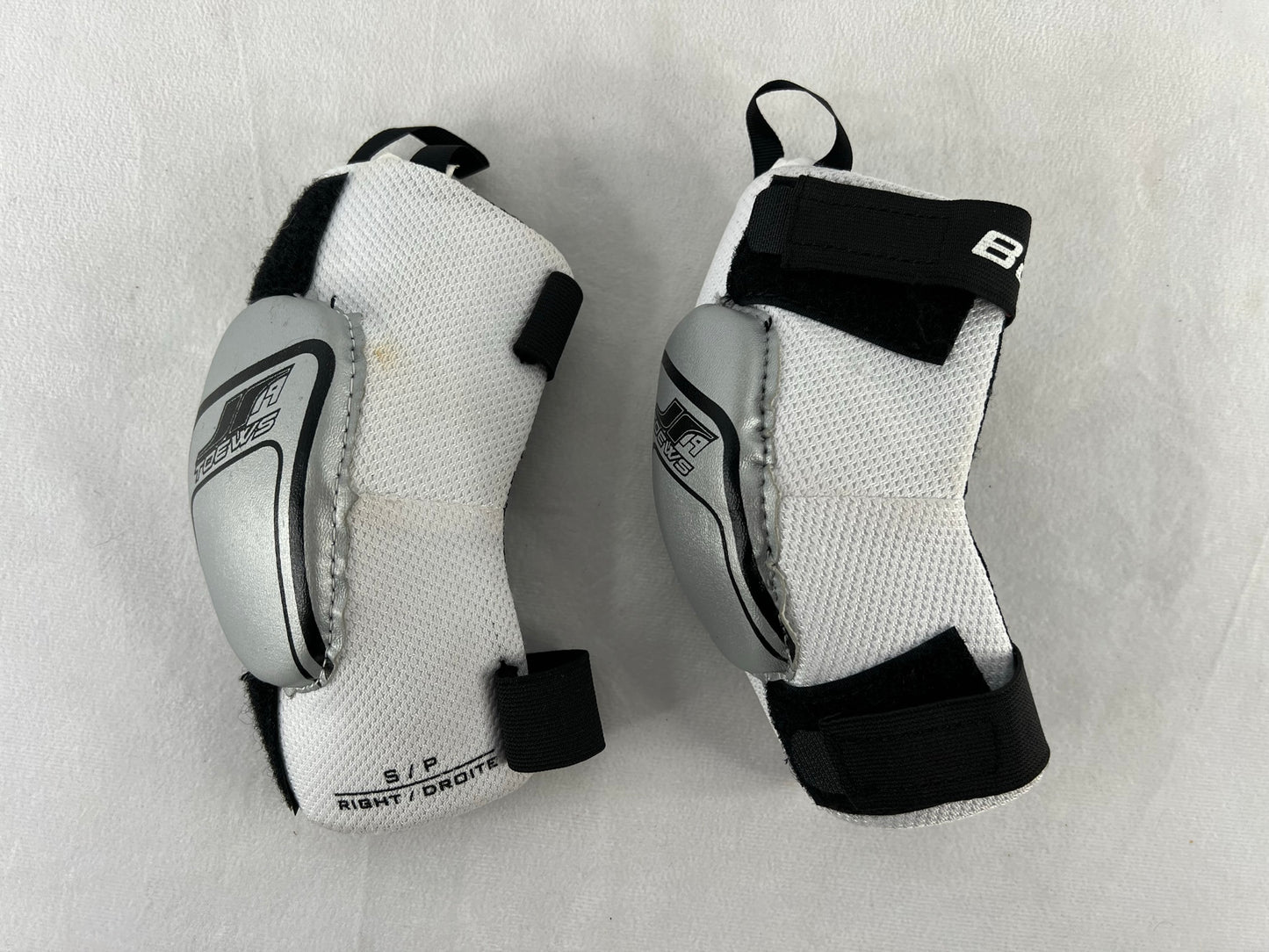 Hockey Elbow Pads Child Size Y Small Age 4-5 Bauer Soft Cup Black White Excellent