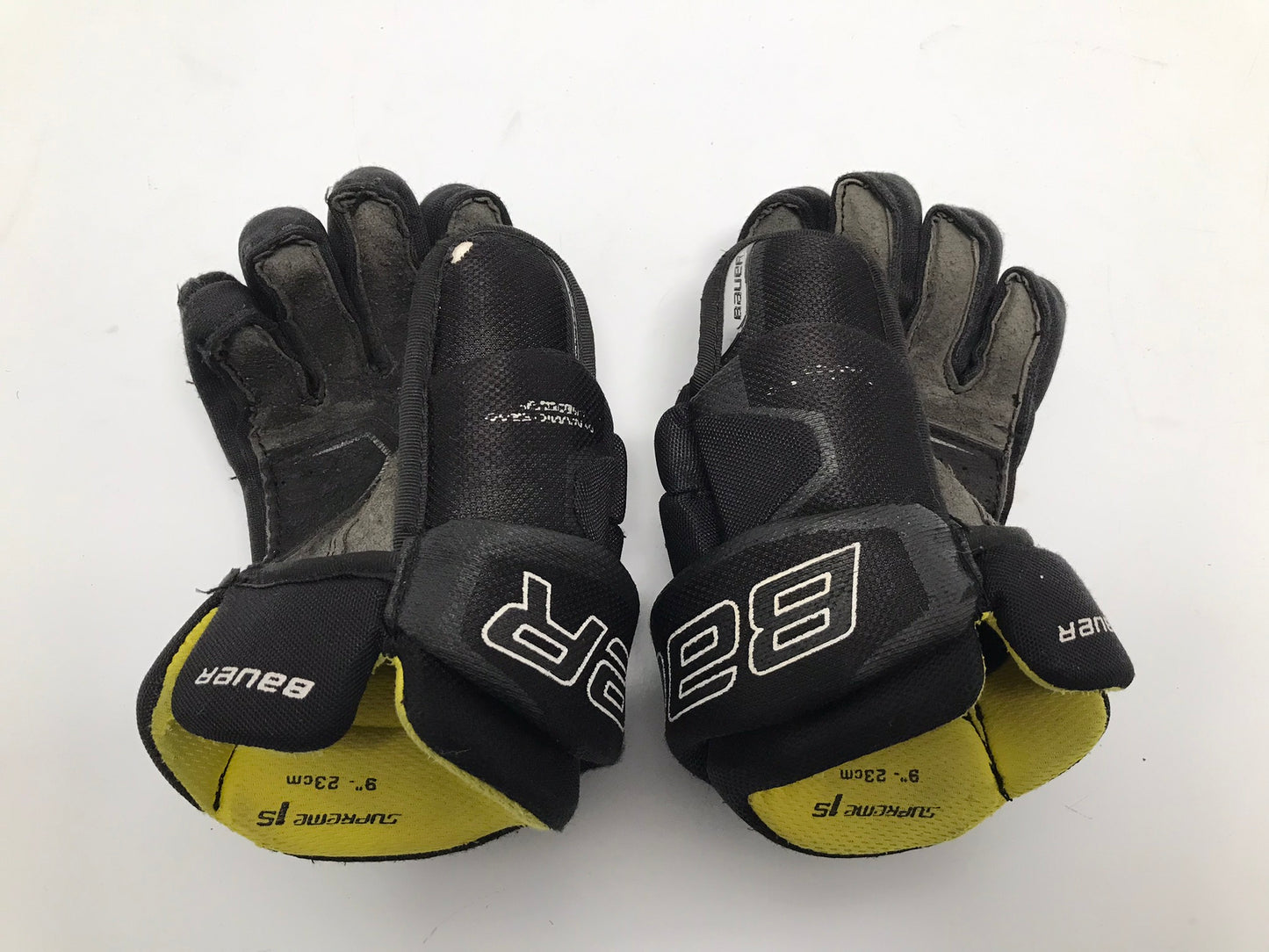 Hockey Gloves Child Size 9 inch Bauer Supreme Black Yellow