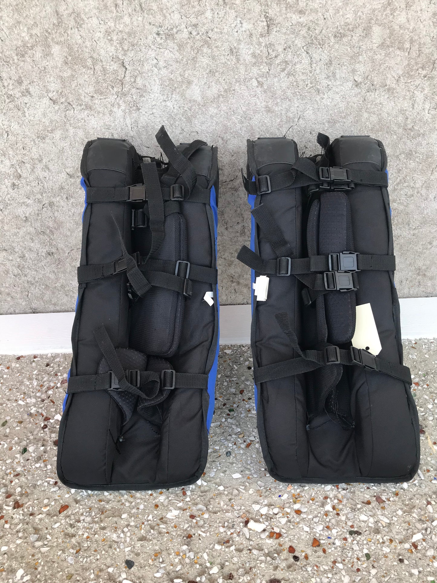 Hockey Goalie Street Ball Shin Pads Junior Size 27 inch Age 8-12 Reebok Blue Grey Complete PT 3440