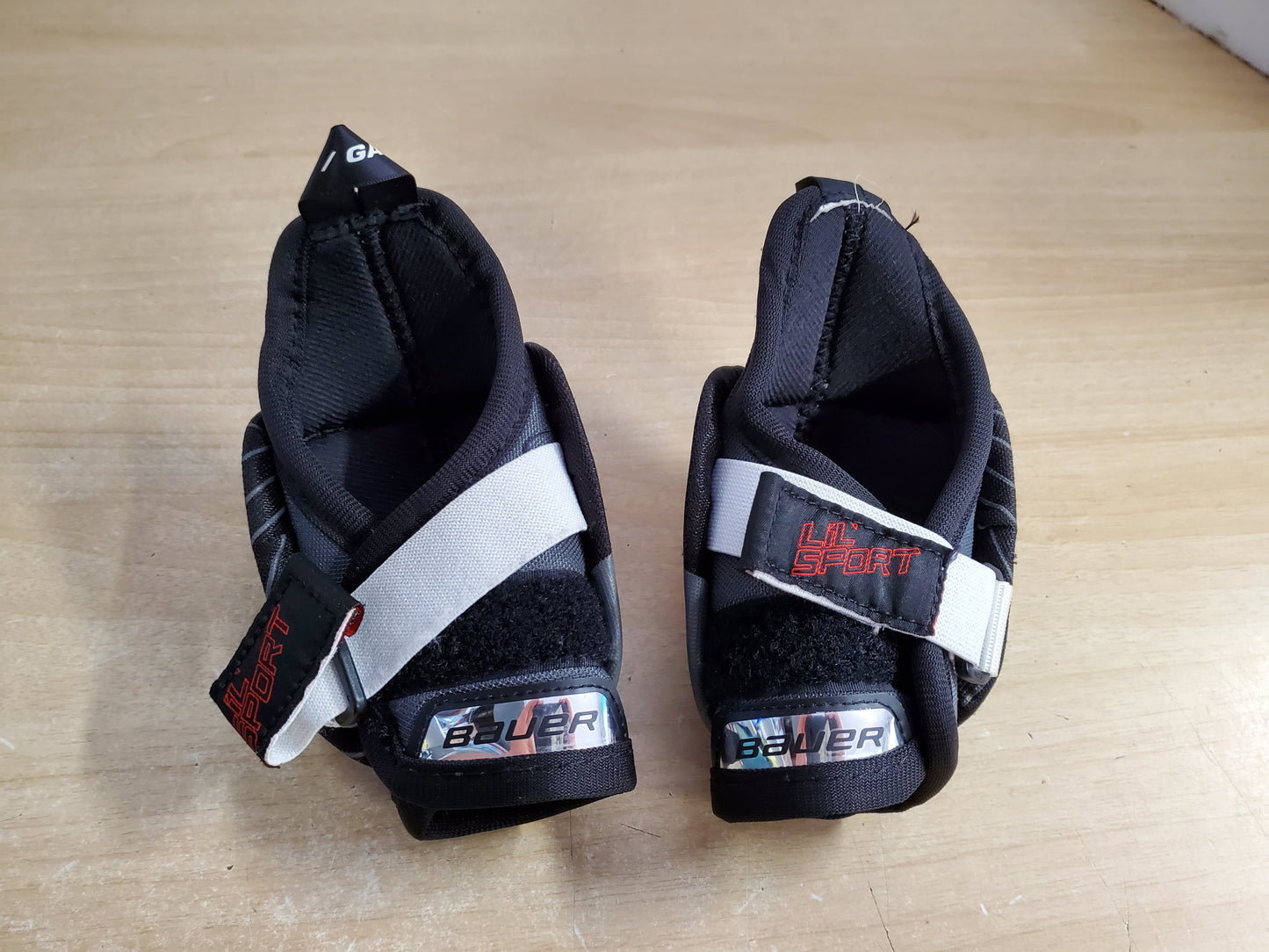 Hockey Elbow Pads Child Size Youth Large Age 4-6 Bauer Lil Sport Black Red Excellent As New