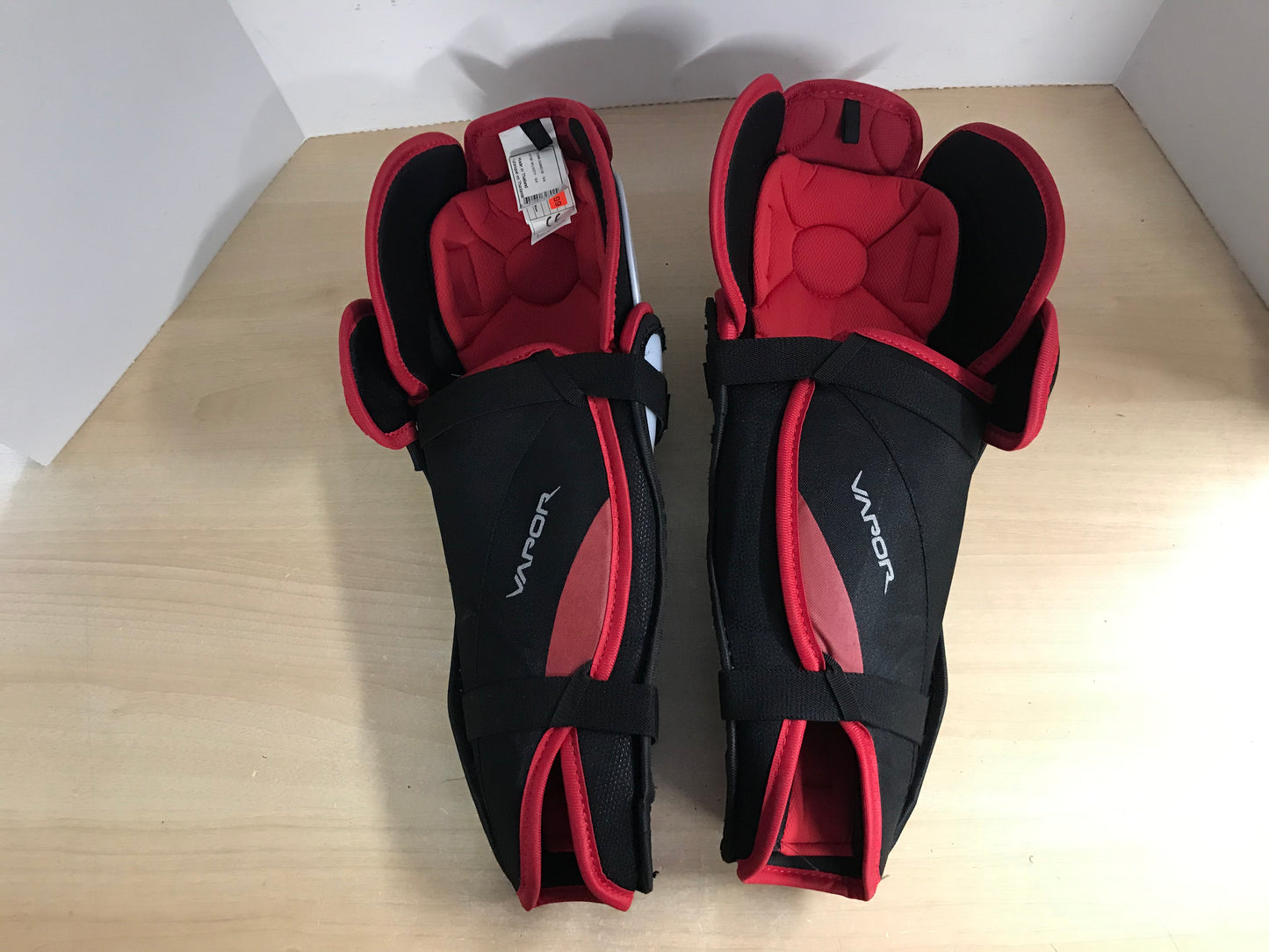 Hockey Shin Pad Men's Size 15 inch Bauer Vapor X Velocity Black White Red Excellent Calf Wrap