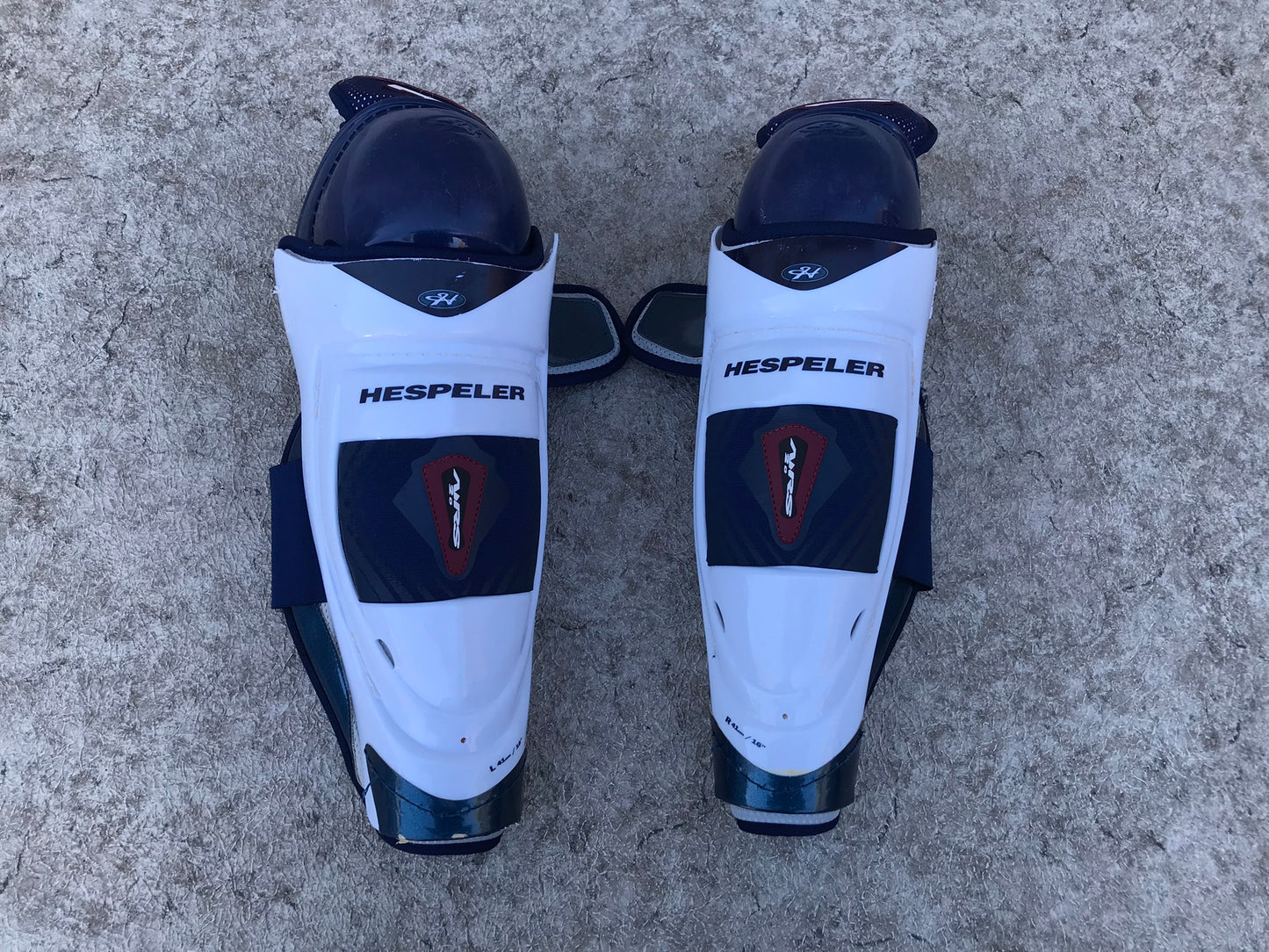 Hockey Shin Pads Men's Size 16 inch Hespeler Calf Wrap Blue White
