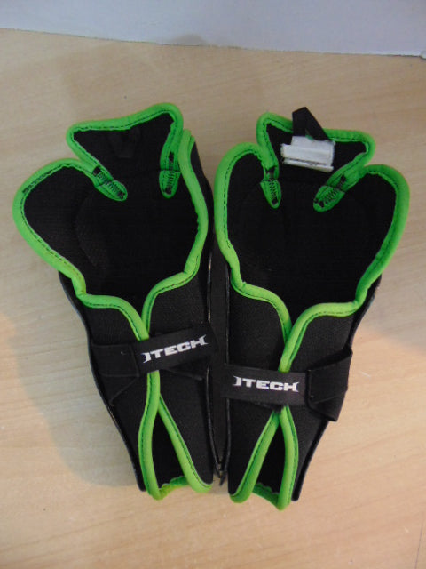Hockey Shin Pads Child Size 9 inch Itech Black Lime Minor Wear
