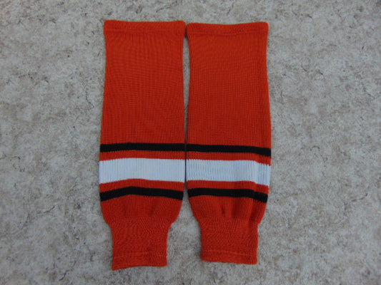 Hockey Socks Child Size 18 inch Orange Black White Excellent