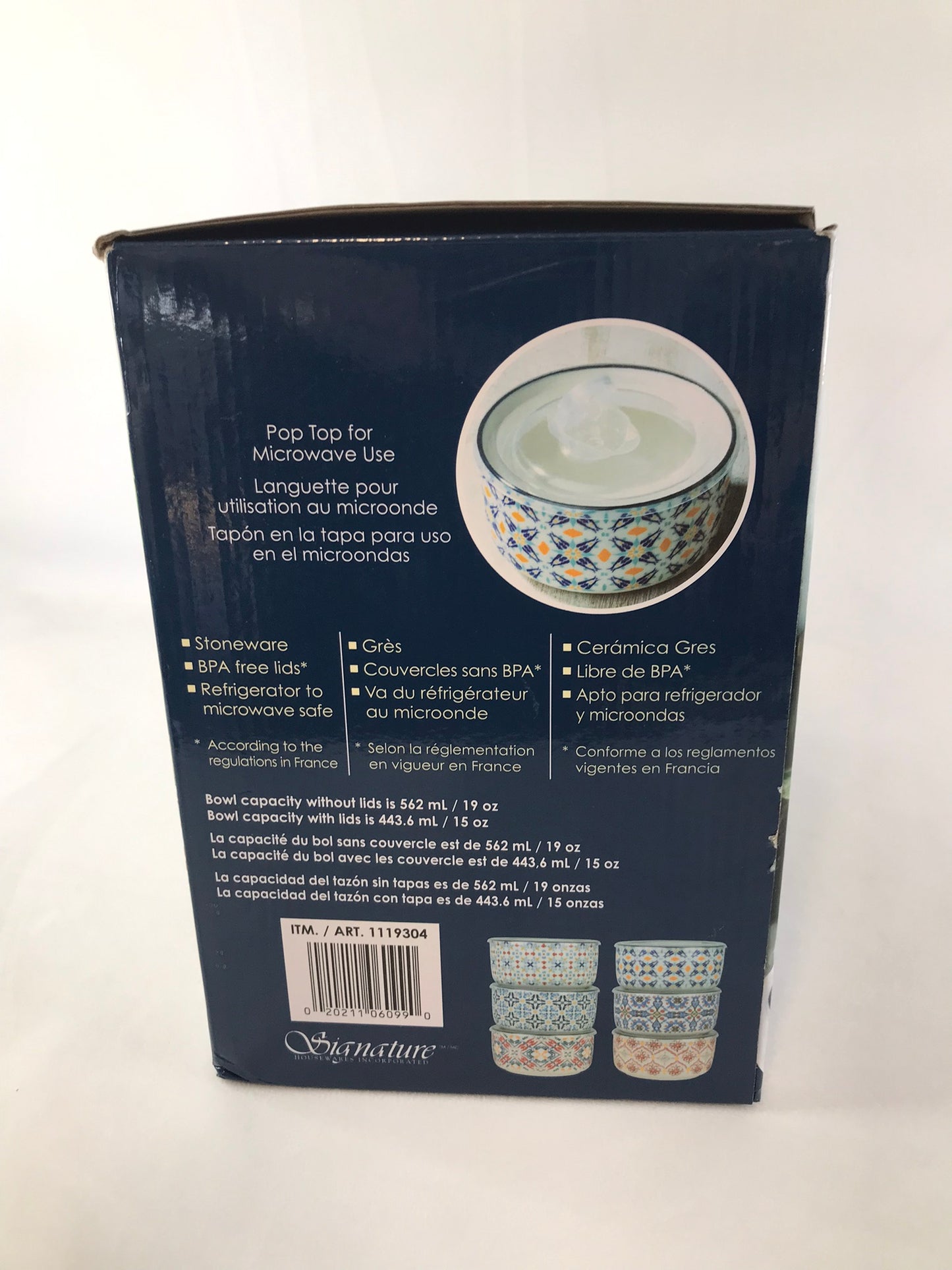 Home and Cottage NEW 6 Pc 15-19 0z Microwavable Bowls With Lids New In Box