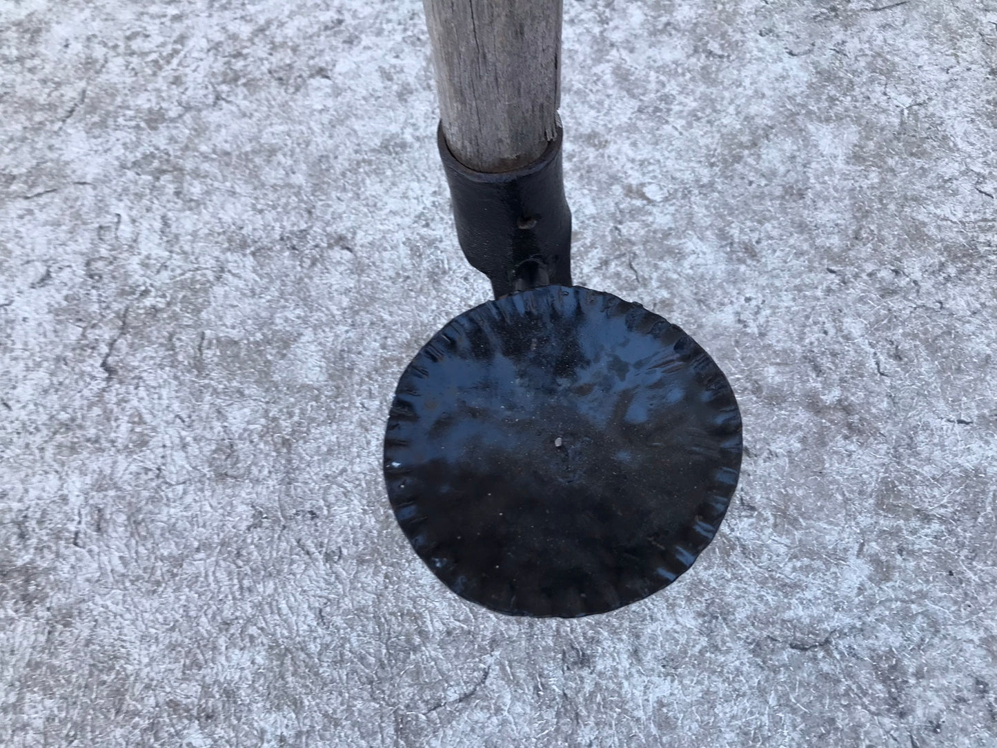 Home and Cottage Vintage Garden Art Old Hang Up Pole With Large Metal Ring and Cast Iron Candle Holder 50 inch