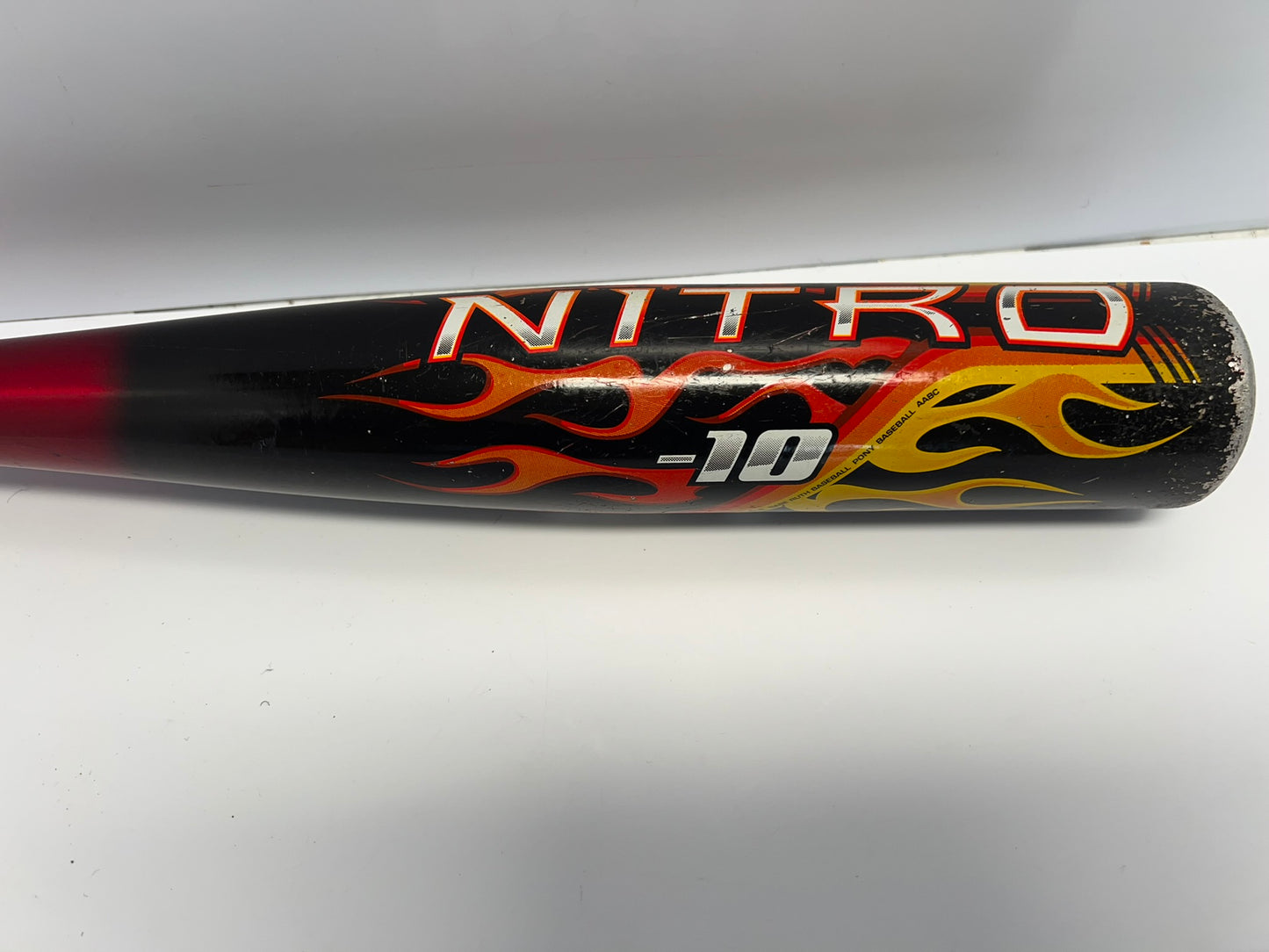 Baseball Bat 25 inch 15 oz Wilson Nitro T Ball Black Red Flames