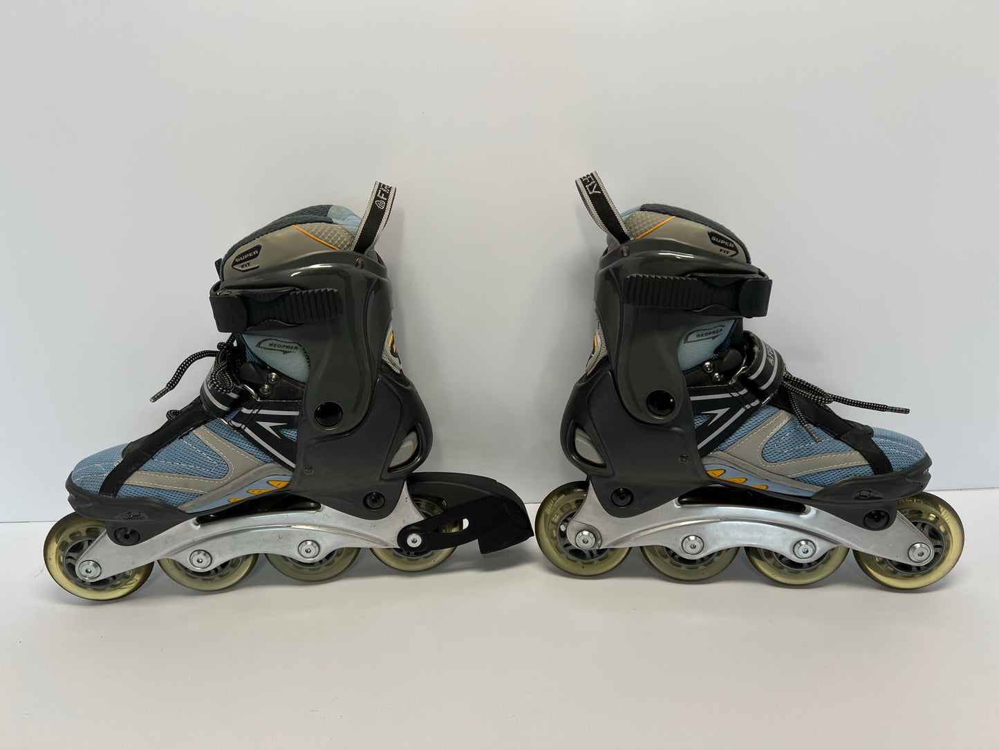 Inline Roller Skates Ladies Size 7 Firefly Denim Blue Grey Rubber Wheels New Demo Model