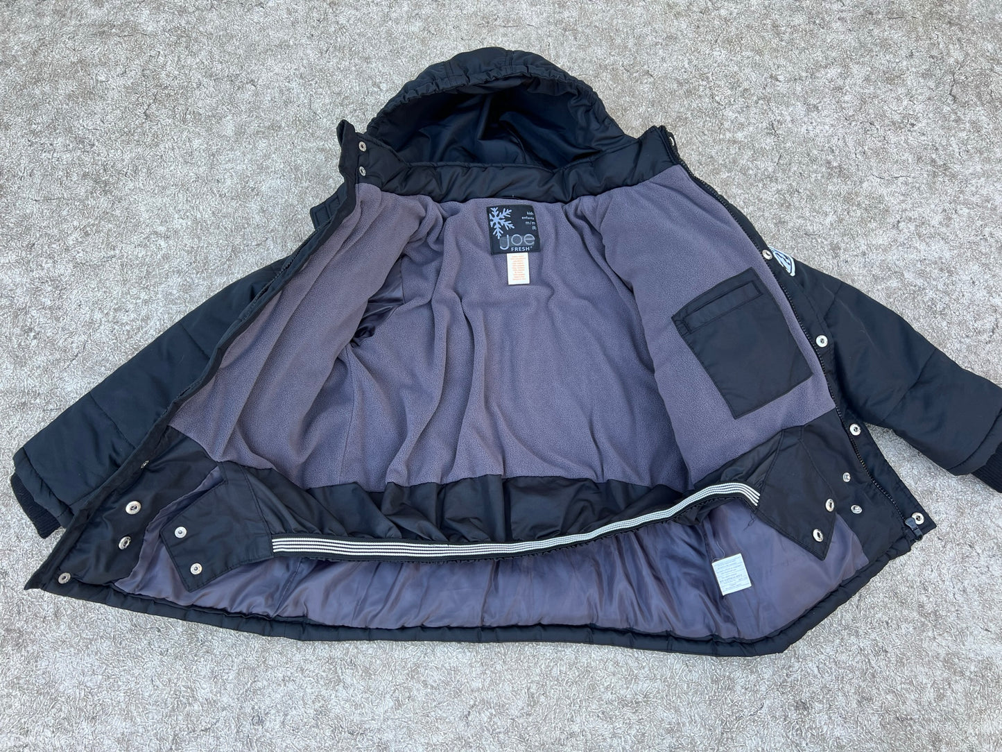 Winter Coat Child Size 8 Joe Fresh Sport Fleece Lined Black With Snow Belt