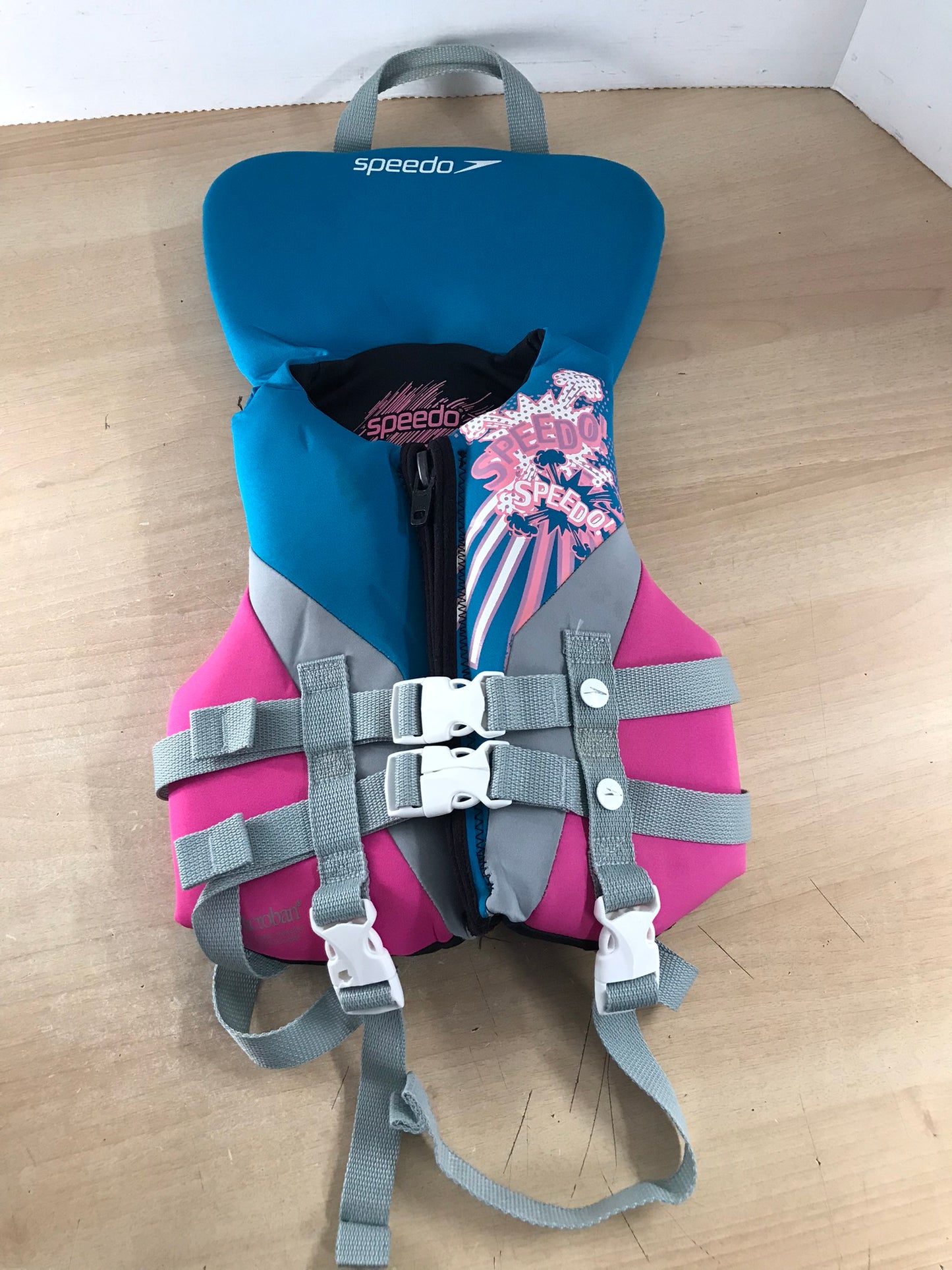 Life Jacket Child Size 30-60 lb Speedo Blue White Pink Neoprene