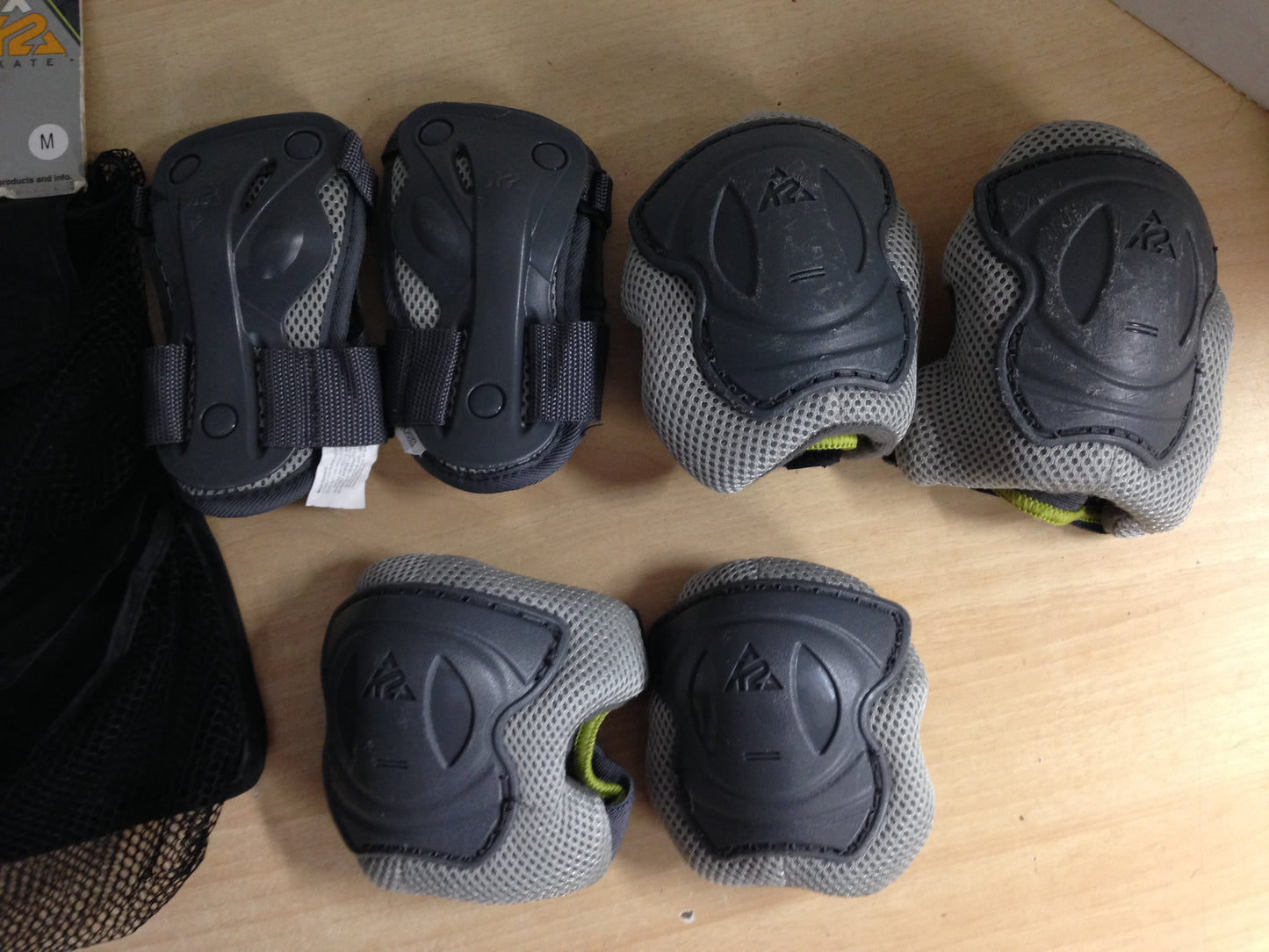 Inline Roller Skates Protective Pads Ladies Size Medium K-2 Alexis 4 Pc Elbow and Wrist Grey Lime As New