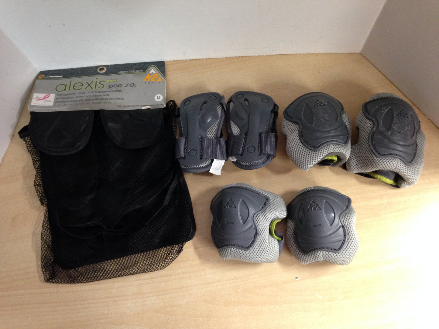 Inline Roller Skates Protective Pads Ladies Size Medium K-2 Alexis 4 Pc Elbow and Wrist Grey Lime As New