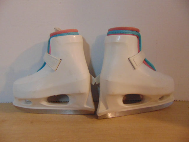Ice Skates Child Size 6-7 Toddler Adjustable Bauer White Pink Molded Plastic With Liner