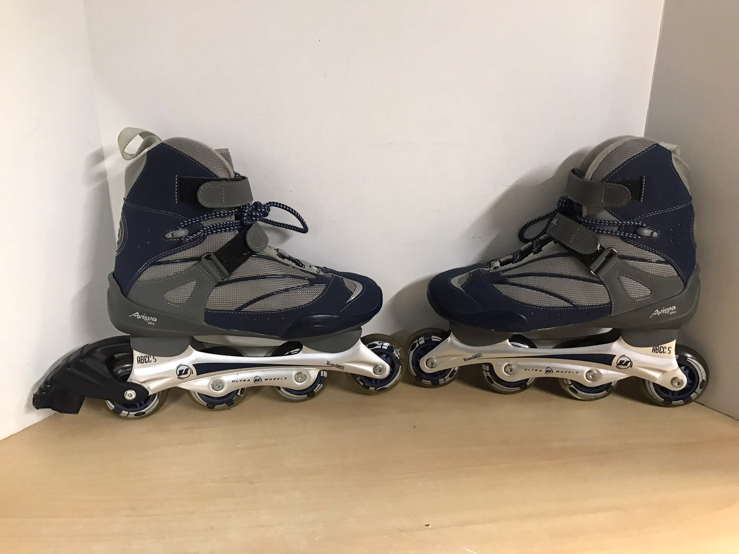 Inline Roller Skates Ladies Size 10 Ultra Wheels Denim Blue Grey Rubber Wheels New Demo Model