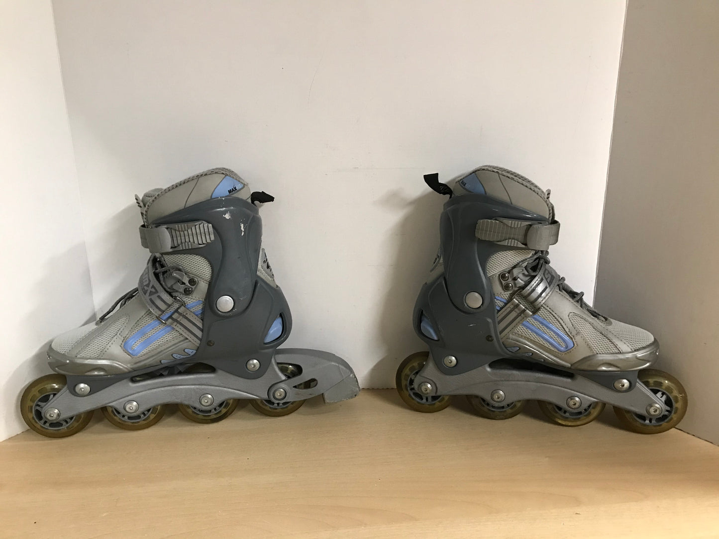 Inline Roller Skates Ladies Size 5 SMX Max Blue Grey Rubber Wheels