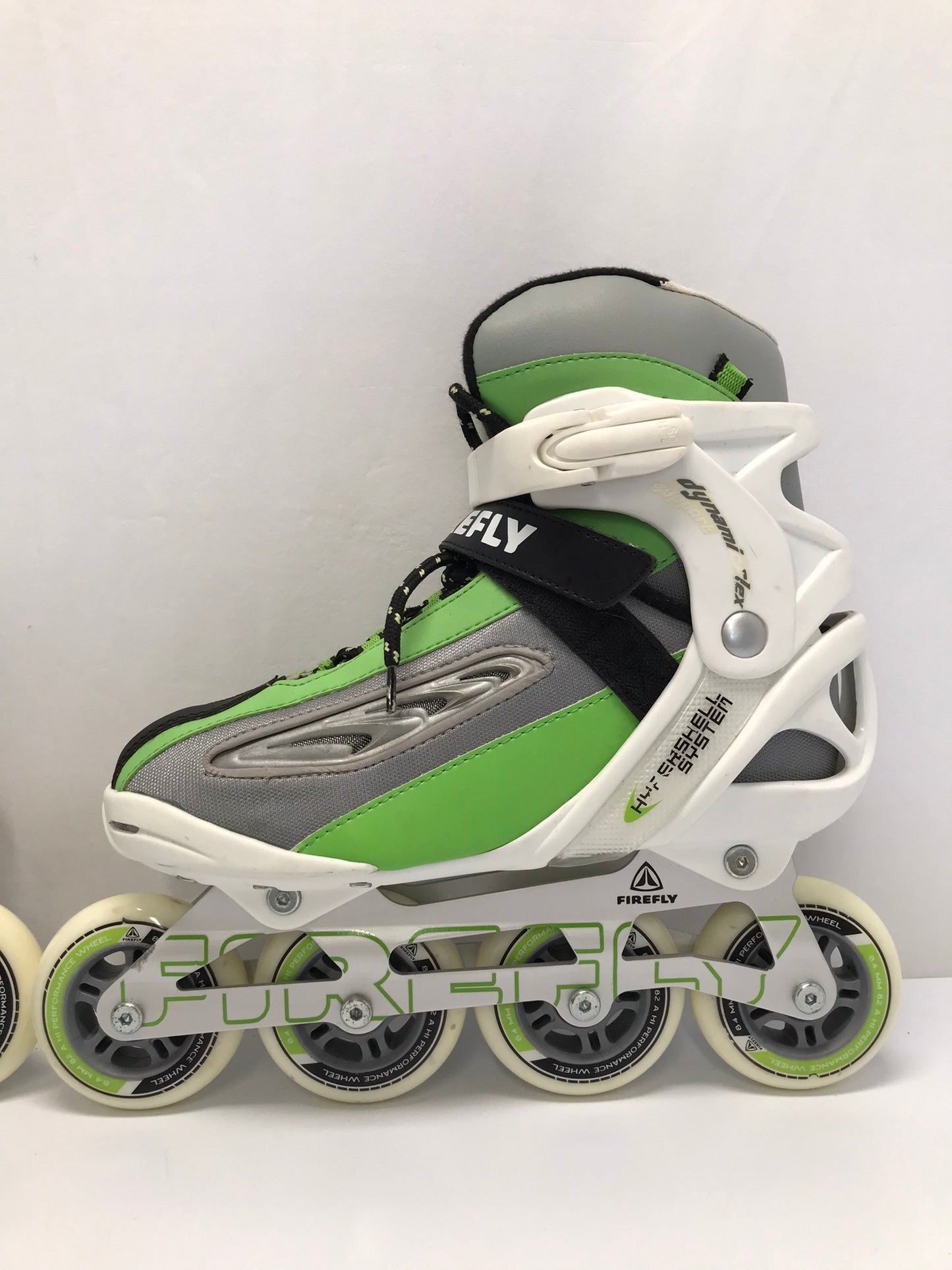 Inline Roller Skates Ladies Size 7.5 Firefly With Rubber Wheels Lime White New Demo Model