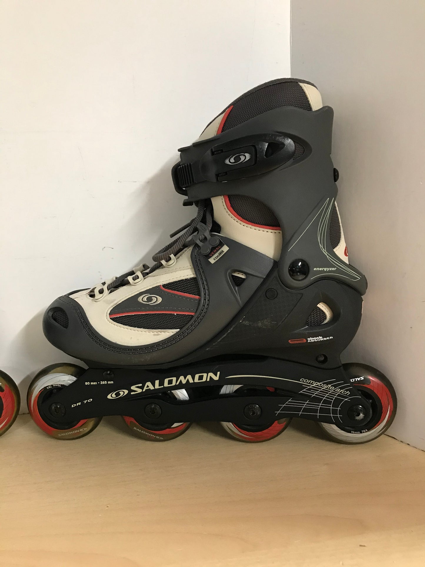 Inline Roller Skates Ladies Size 8 Salomon Grey Tan Rubber Wheels New Demo Model