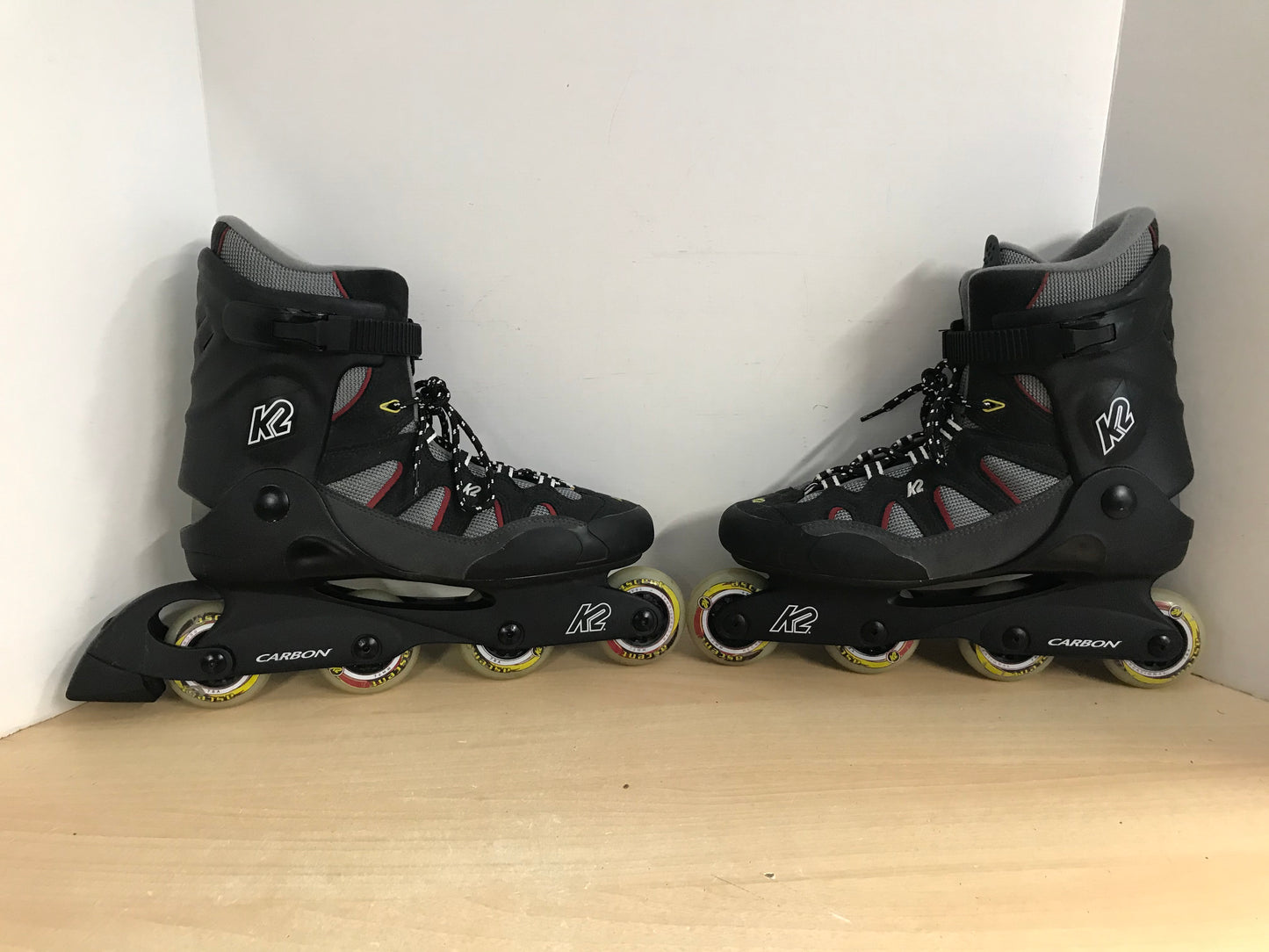 Inline Roller Skates Men's Size 11 K-2 Black Grey Red Excellent Rubber Wheels